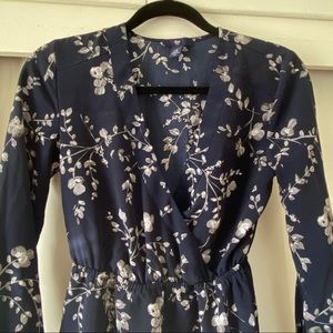 3/4 sleeve wrap print dress